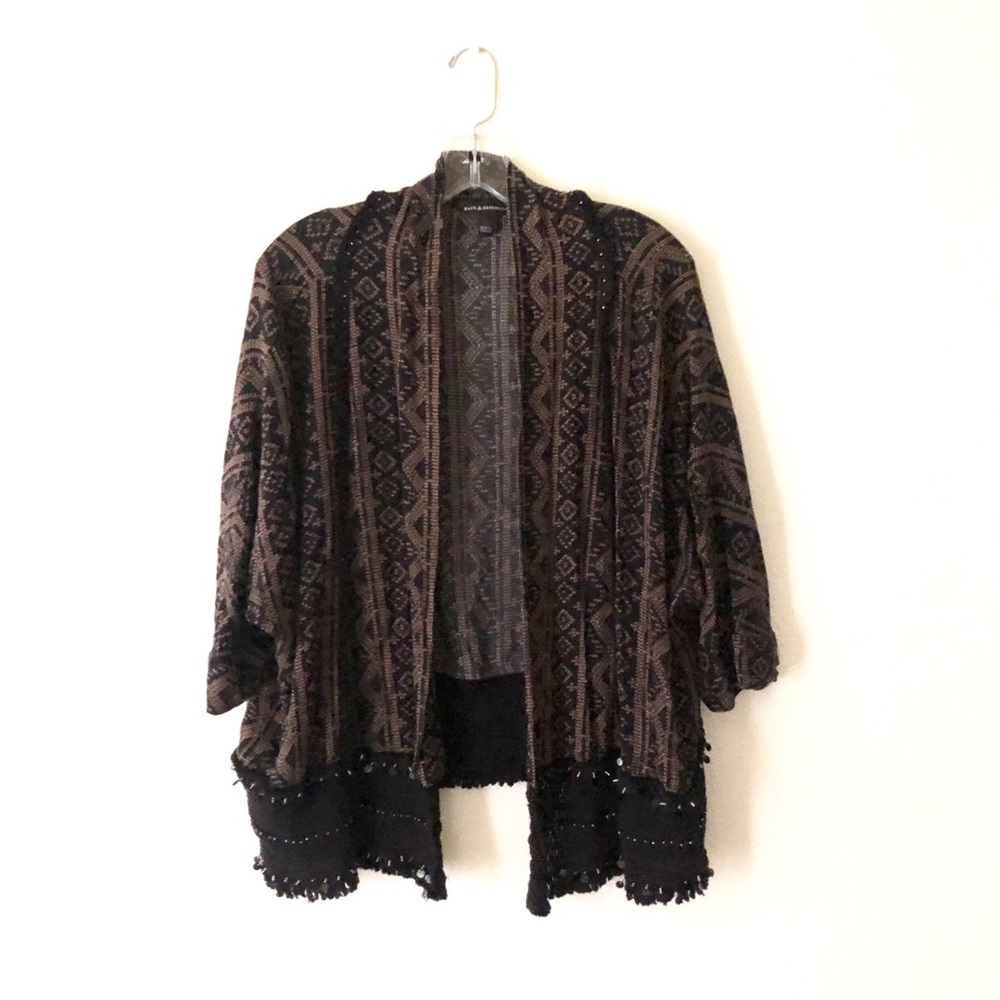 ROCK & REPUBLIC • boho beaded fringe kimono